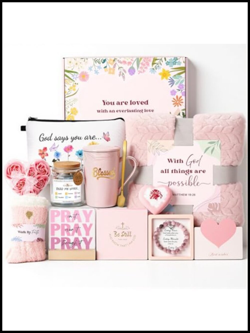 Christian Gift Set for Women 12-Piece Faith-Based Care Package with Blanket Mug